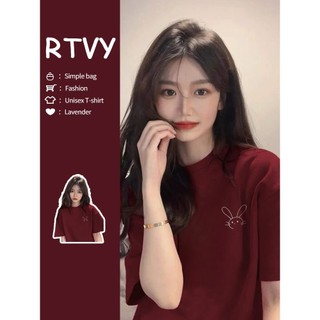 「RTVY」 Áo Thun Cotton Ngắn Tay Dáng Rộng Thời Trang Mùa Hè Cho Nữ