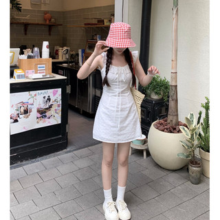 【JMWOMEN】Tea Break Đầm Pháp 2024 Đầu Xuân Phong Cách Mới Nhẹ Nhàng Phong Cách Trắng Váy Chữ a Váy Eo Hẹp