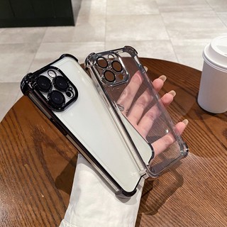 Ốp Lưng Cho iPhone 11 12 13 14 Plus 15 Pro Max Air-Bag Chống Rơi Trong Suốt Mềm Vỏ Điện Thoại Ống Kính Phim Bảo Vệ