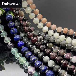 6x8mm Bánh Xe Bàn Phím Mặt Đá Hạt Tourmaline Lapis Lazuli Garnet Labradorite