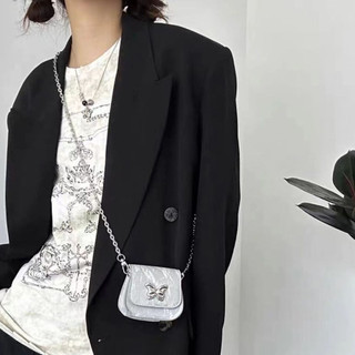 túi dây xích Túi son môi Mini dành cho nữ mới Túi đeo vai chuỗi nơ ngọt ngào