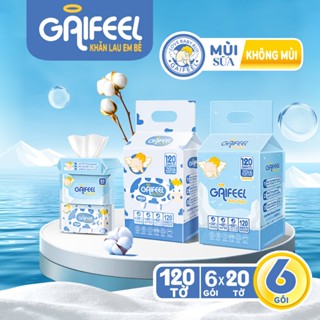 GAIFEEL Khăn ướt em bé Khăn giấy ướt MINI Khăn lau em bé X 6 Gói (20 chiếc/Gói)
