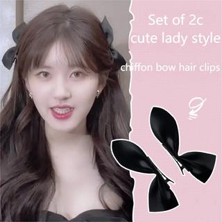 Set 2c kẹp tóc nơ voan phong cách tiểu thư cute