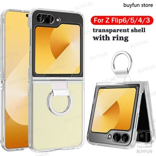 Ốp Lưng Cho Samsung Galaxy Z Flip 6 5 4 3 5G Flip6 flip3 flip5 flip4 zflip6 Vỏ Vòng Chống Sốc Trong Suốt