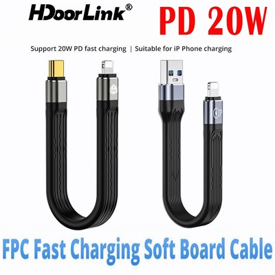 Cáp Sạc Nhanh PD 20W Type C HDOORLINK 2.4A Type C USB A sang Light-ing FPC13cm Cho i/Phone
