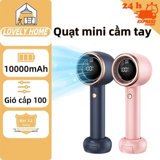Quạt cầm tay làm mát nhanh tốc độ cao lên tới 100 cấp A 15000 mAh màn hình kỹ thuật số công suất gió sử dụng pin lên đến 15 giờ