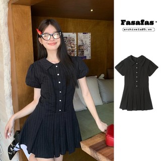 Áo sơ mi nữ Fasafas váy xếp ly mỏng phong cách Hàn Quốc dễ thương