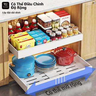 Giỏ Kéo Dao Kéo Dưới Bồn Rửa Loại Khay Trượt Đựng Hộp Gia Vị Ngăn Kéo Nhà Bếp Đa Năng, Giá Đựng Đồ Nhà Bếp Có Thể Điều Chỉnh Tiện Lợi Gọn Gàng