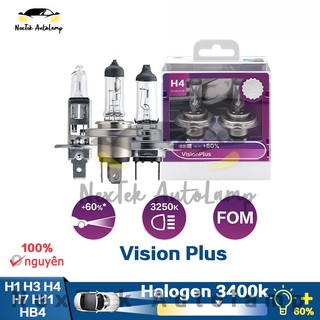 For Philips VisionPlus H1 H3 H4 H7 H11 HB3 HB4 3250K Độ sáng đèn halogen+60% bóng đèn ô tô gần xa Đèn pha màu vàng