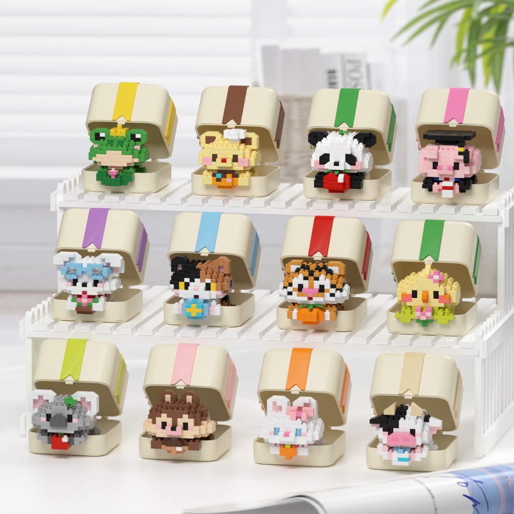 Khối xây dựng loạt thú cưng dễ thương Khối đồ chơi lễ hội quà tặng cho bé trai bé gái