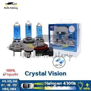 For Philips Crystal Vision H1 H3 H4 H7 H8 H11 HB3 HB4 12V 4300K Ấm trắng ánh sáng xe halogen đèn pha xe