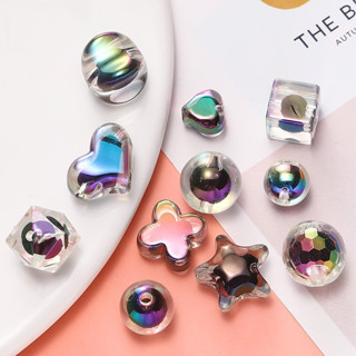 St.kunkka.5-10 Chiếc Acrylic Trong Suốt Hạt Đen UV Nhiều Màu Sắc Mạ Rời Hạt DIY Vòng Tay Vòng Cổ Chất Liệu Trang Sức Phụ Kiện