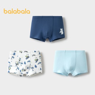 Balabala Bé Trai Quần Lót Cotton Boxer Quần Short Trẻ Em Lớn Trẻ Em Đơn Giản Thân Thiện Với Da Góc Phẳng Không Kẹp Pp Ba Gói