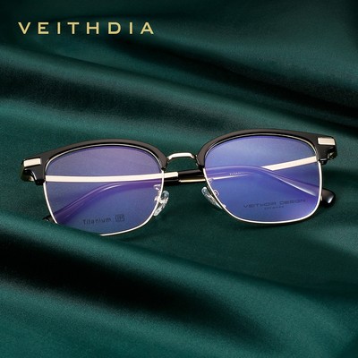 Veithdia Vuông Titan + TR90 Khung Kính Nửa Khung Dành Cho Nam Nữ Kính Đa Năng Thích Hợp Với Nhiều Hình Dạng Mặt V8108