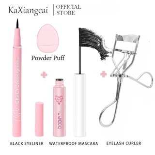 4 bộ mascara trang điểm trong 1 có lược kẻ mắt màu đen chống thấm nước uốn mi Bút kẻ mắt Kẹp Lông Mi