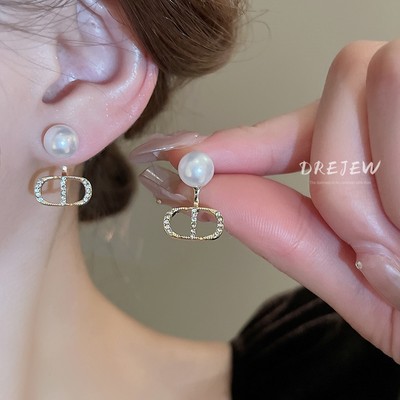 DREJEW 925 Tremella kim thời trang bông tai ngọc trai cao cấp kiểu Pháp niche cổ điển nhẹ bông tai sang trọng dành cho nữ Bông tai ngọc trai đa năng đơn giản không gây dị ứng