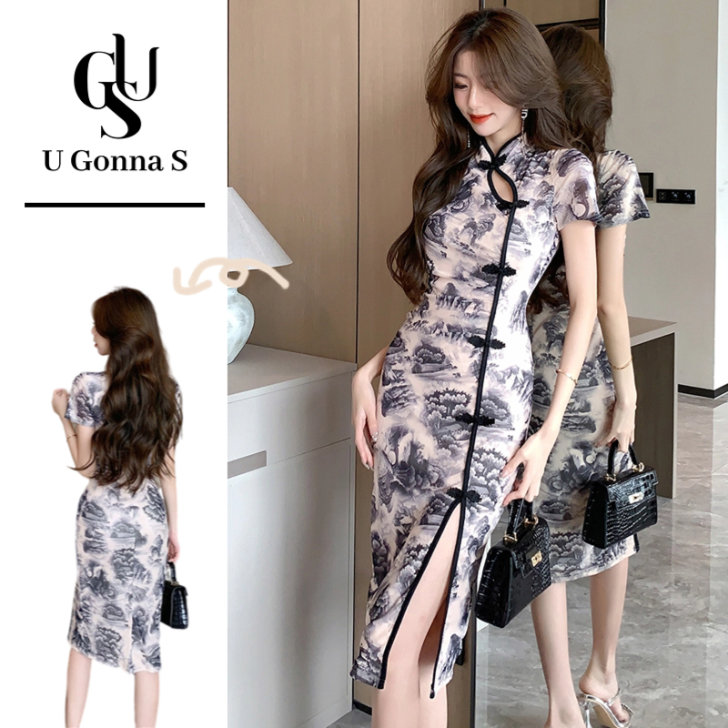 U Gonna S Váy Dài Sườn Xám 2024 Hiện Đại Cho Nữ Có Khe Bên Tay Ngắn Cổ Trung Quốc Bodycon Thanh Lịch Gợi Cảm Thiết Kế Thời Trang Truyền Thống Quần Áo Hoa Bữa Tối Co Giãn P | BigBuy360 - bigbuy360.vn