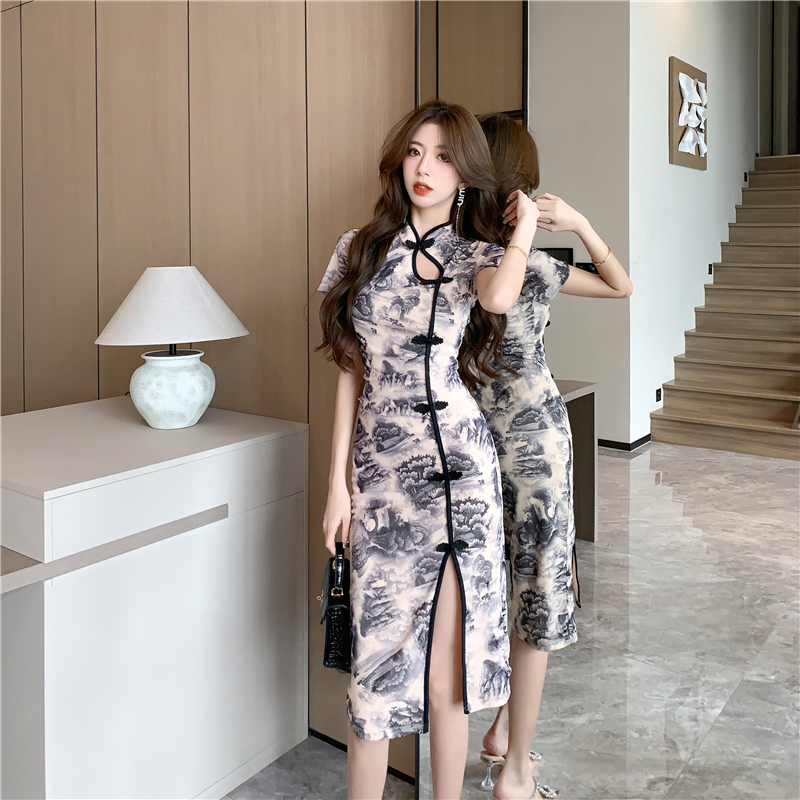 U Gonna S Váy Dài Sườn Xám 2024 Hiện Đại Cho Nữ Có Khe Bên Tay Ngắn Cổ Trung Quốc Bodycon Thanh Lịch Gợi Cảm Thiết Kế Thời Trang Truyền Thống Quần Áo Hoa Bữa Tối Co Giãn P | BigBuy360 - bigbuy360.vn