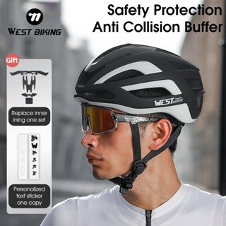 WEST BIKING Mũ bảo hiểm khí động học nhẹ Nam Mũ bảo hiểm xe đạp Bảo vệ thể thao Mũ bảo hiểm đi xe đạp với nhãn dán văn bản cá nhân Thiết bị đi xe đạp