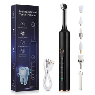  Máy đánh bóng răng Bộ làm trắng răng có thể sạc lại để làm trắng và làm sạch răng hàng ngày Máy đánh bóng nha khoa bằng điện với 5 đầu bàn chải 4 chế độ tốc độ chống nước và có đèn LED 