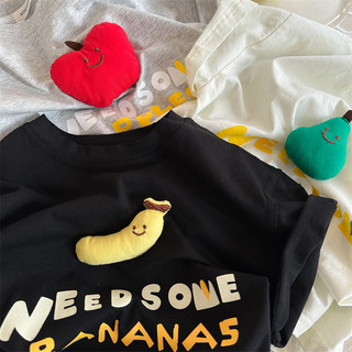 Áo thun trẻ em cotton nguyên chất 2024 mới ba chiều trái cây dễ thương bé trai và bé gái áo thun ngắn tay mùa hè 