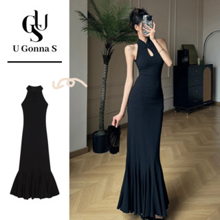 U Gonna S Dài Đầm Sườn Xám 2024 Hiện Đại Cho Nữ Không Tay Bodycon Thanh Lịch Gợi Cảm Thiết Kế Thời Trang Truyền Thống Quần Áo Co Giãn Tiệc Tối Màu Đen Tối Trang Trọng