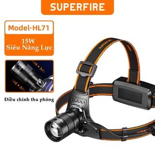 Đèn pin đội đầu superfire hl71 đeo trán cảm biến siêu sáng 15w