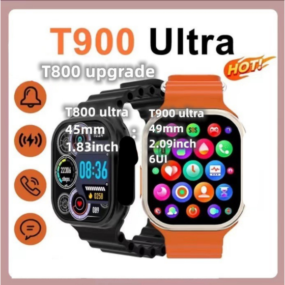 Đồng hồ siêu thông minh T900 Ultra2 49mm Thể thao lớn Chống nước Huyết áp Phát hiện oxy máu Cuộc gọi