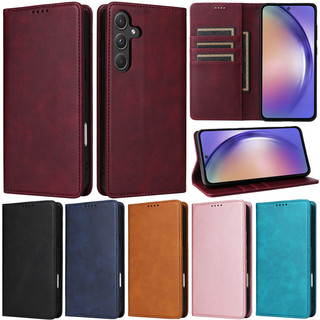  Ốp Lưng Sang Trọng Cho Samsung Galaxy A17 A26 A56 A36 A16 A06 A07 A55 A35 A15 A25 A54 A34 A24 A14 A73 A53 A33 A13 A23 5G A04S Retro Ví Da PU Mềm Flip Stand Cover 