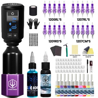  Bộ bút xăm POSEIDON- Máy xăm có nguồn điện không dây và 20 hộp mực kim xăm Bút xăm có bút xăm dài 4.0mm Đồ dùng hình xăm cho nghệ sĩ 
