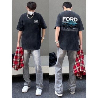 Áo thun ngắn tay cotton cổ điển Mỹ 222g màu đen nam mùa hè đường phố thời trang thương hiệu dáng rộng thường ngày hàng đầu