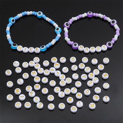 Bộ 50 A-Z Chữ Cái Tiếng Anh Acrylic Hạt Tròn Phẳng Bảng Chữ Cái Hạt Để Trang Sức Làm Handmade Tự Làm Vòng Tay Và Vòng Cổ