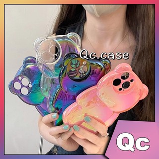 「 Qc 」 Ốp điện thoại mềm tpu toàn cạnh gấu laser mạ điện Ốp điện thoại iphone 15 / 14 plus iphone 15 ốp lưng iphone 14 ốp lưng iphone 13 ốp lưng iphone 12 ốp lưng iphone 11
