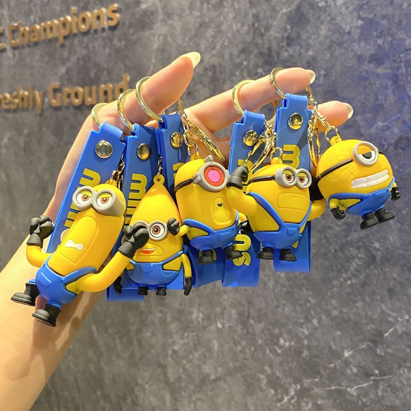 Phim hoạt hình mới Minion Móc khóa búp bê dễ thương Móc khóa mặt dây chuyền Quà tặng Vòng chìa khóa có sẵn