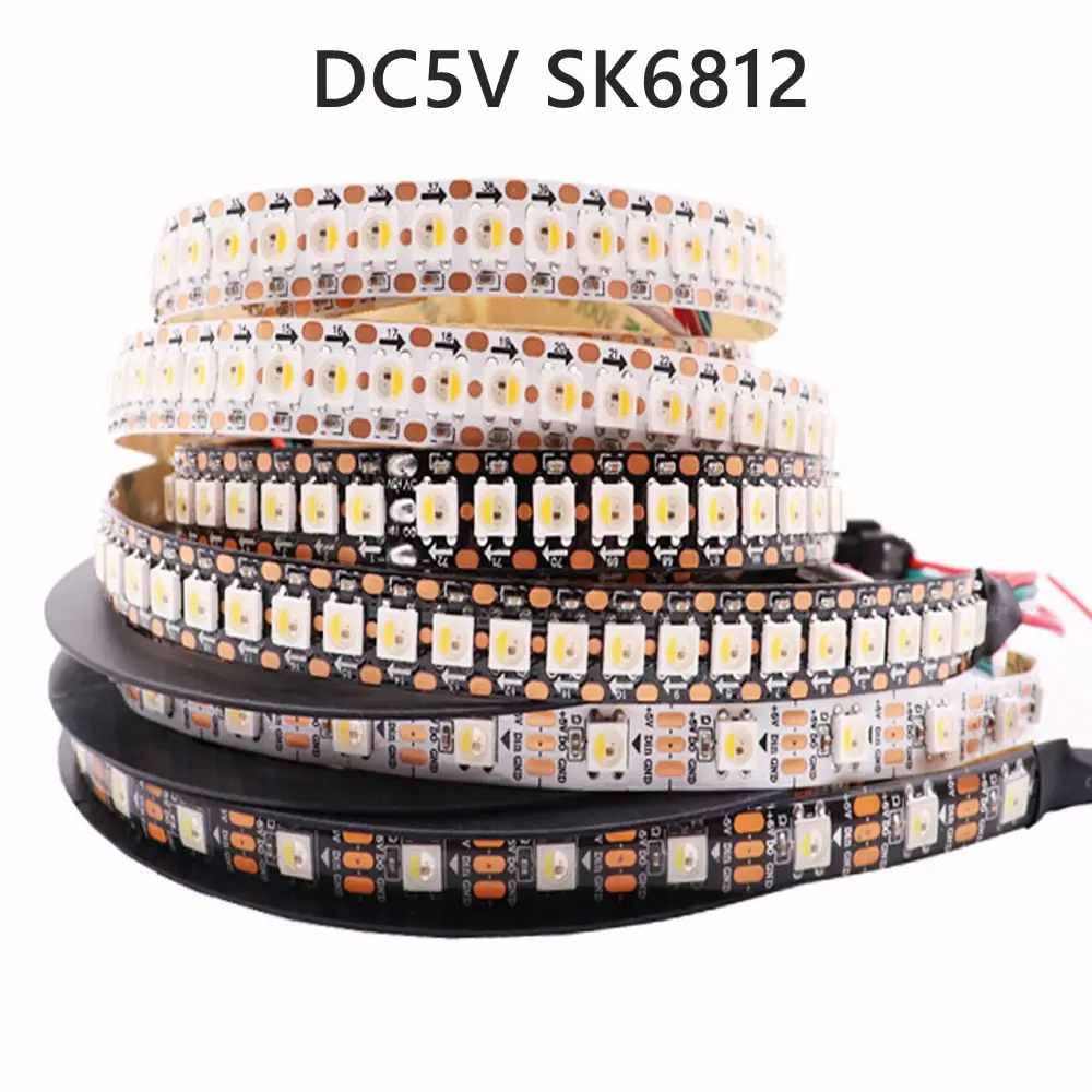 Dc5v SK6812 RGBW (Tương tự WS2812B) Đèn Led 4 trong 1 30 / 60 / 144 / Pixels / m Đèn Led dải địa chỉ