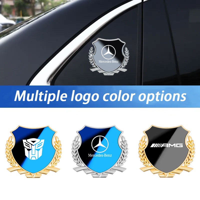 Mercedes Benz Xe 3D kim loại lúa mì trang trí tai xe nhãn dán cá tính ba chiều thân xe bên cửa sổ tr