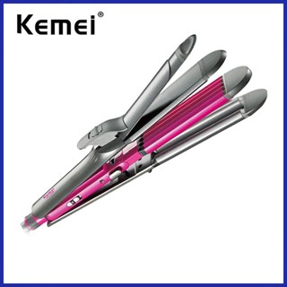 Kemei Máy duỗi tóc 4 trong 1 Máy uốn tóc Cây đũa phép uốn phẳng và uốn sắt nữ Tạo kiểu tóc Waver Nhiệt độ có thể điều chỉnh