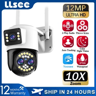 Llsee Yoosee 3 Ống kính Camera quan sát không dây Camera ngoài trời WIFI 10X Zoom 4K 12MP PTZ Home Camera quan sát chống nước AI Theo dõi di động Cuộc gọi hai chiều Camera an ninh IP