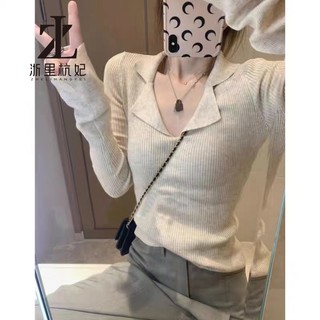 ZHELIHANGFEI Áo Sweater Dệt Kim Cổ POLO Dáng Ôm Phong Cách Hàn Quốc Thời Trang Mùa Thu Dành Cho Bạn Nữ