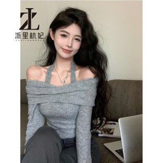 ZHELIHANGFEI Áo sweater Trễ Vai Tay Dài Thời Trang Quyến Rũ Cho Nữ