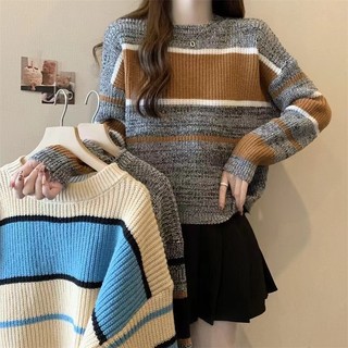 Nữ Cổ Tròn Dài Tay Đan Top Áo Len Áo Sơ Mi Rời Áo