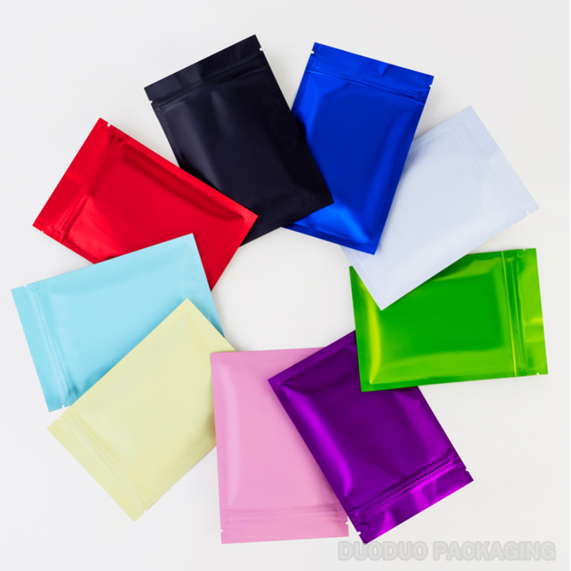 Matte Màu Lá Zip Túi, Đáy Phẳng, 100 túi/sp