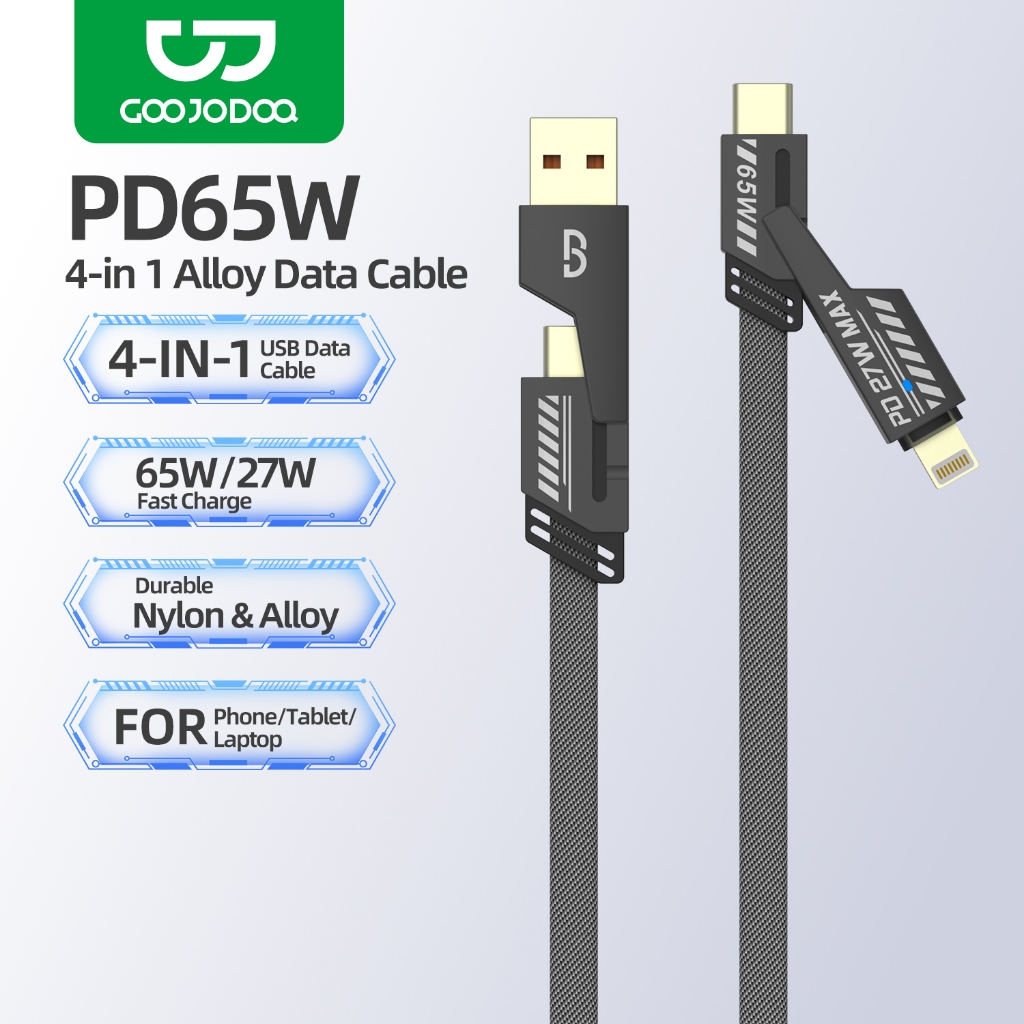 Cáp sạc GOOJODOQ 65W Sạc nhanh Đa năng 4 trong 1 Nhiều dây Usb có, Type-C, Micro | BigBuy360 - bigbuy360.vn
