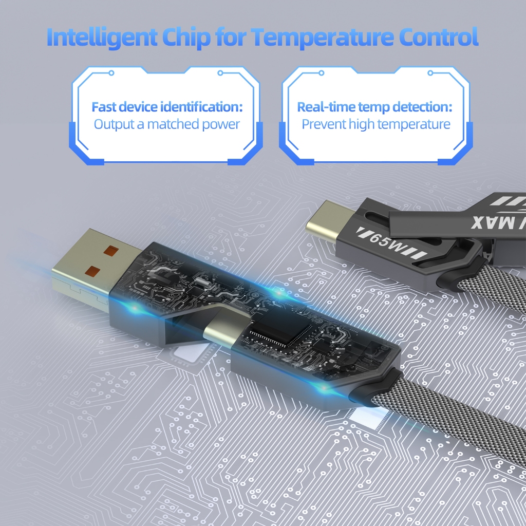 Cáp sạc GOOJODOQ 65W Sạc nhanh Đa năng 4 trong 1 Nhiều dây Usb có, Type-C, Micro | BigBuy360 - bigbuy360.vn