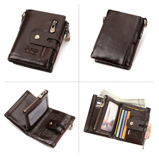 HUMERPAUL Ví Nam Da Thật Chính Hãng, Ví Đựng Thẻ Nhỏ, Ví Tiền Xu Có Dây Xích, Dompet Lelaki BiFold
