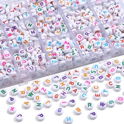Bộ 50 4x7mm A-Z Tiếng Anh Chữ Acrylic Hạt Tròn Phẳng Bảng Chữ Cái / Chữ Acrylic Miếng Đệm Hạt Cho Thời Trang DIY Trang Sức Làm Phụ Kiện