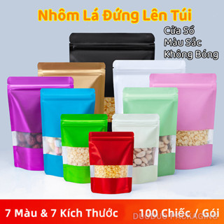  Túi Zip Nhôm Đầy Màu Sắc Đựng Bánh Kẹo Thực Phẩm Mờ Với Cửa Sổ 100 túi sp 