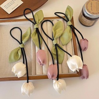 Hàn Quốc Ngọt Ngào Tóc Hình Tulip Ruy Băng Nơ Dây Buộc Tóc Cho Nữ Cô Gái Nhẹ Nhàng Tính Khí Scrunchies Đuôi Ngựa Buộc Tóc Co Giãn Cao Dây Tóc Thời Trang Phụ Kiện Tóc