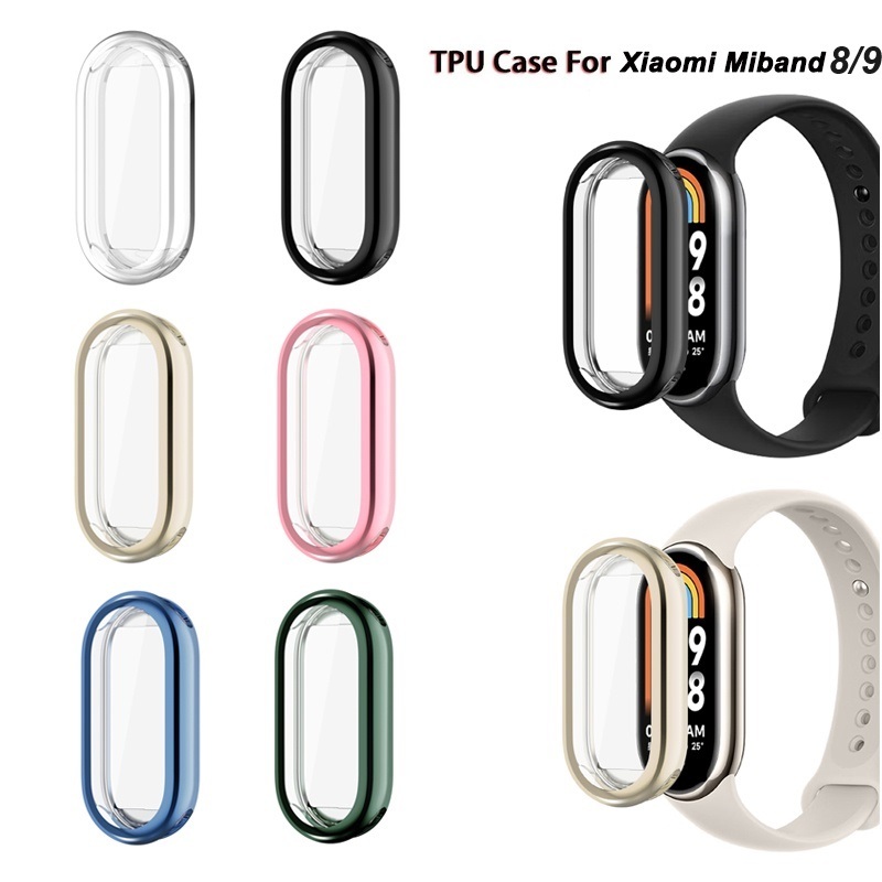 Ốp Lưng TPU Cho Xiaomi Miband 10 9 8 Mi Band 8 9 NFC Mạ Mềm Sáng Bóng Mỏng Full Cover