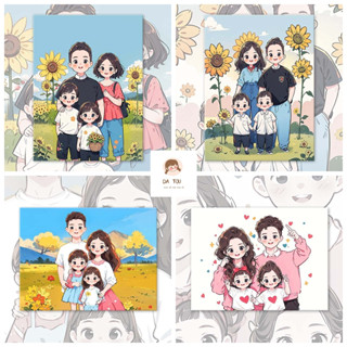 -Da Tou-30*40cm/40*50cm-tranh số hoá theo yêu cầu--tranh tô màu số hoá --Chân Dung Gia Đình Tranh Sơn Dầu Kỹ Thuật Số Tự Làm Phong Cách Mới Tô Màu Họ Bốn Tay Giảm Chán Đổ Dầu Màu Acrylic Tranh--tranh tô màu theo số--tranh tô màu cho bé--tranh tô màu-